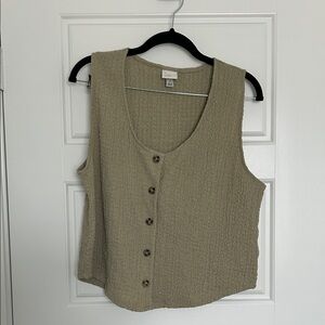 a new day Olive Textured Button-Front Tank Top